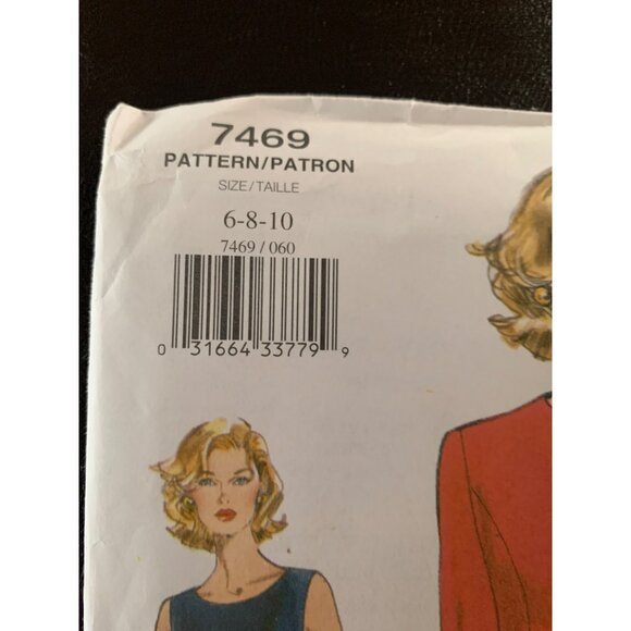 Vogue Misses Dress Jacket Sewing Pattern 7469 Sz 6 - 10 - Uncut - Picture 4 of 10
